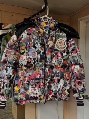 Moncler Multicolor Graphic Patchwork Puffer Jacket